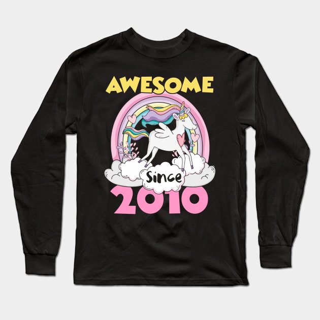 Cute Awesome Unicorn 2010 Funny Gift Pink Long Sleeve T-Shirt by saugiohoc994